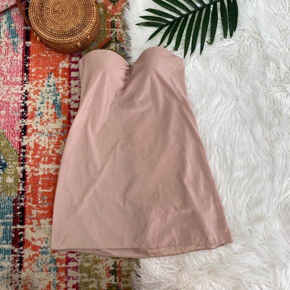 Wolford Dresses Wolford Light Pink Satin Scalloped Strapless Aline